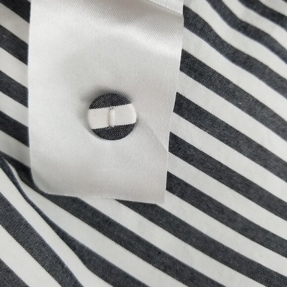 COS Button Down Oversized Long-Sleeve Striped Shirt w/ ruffle Sz.12 - Cotton - Picture 12 of 12